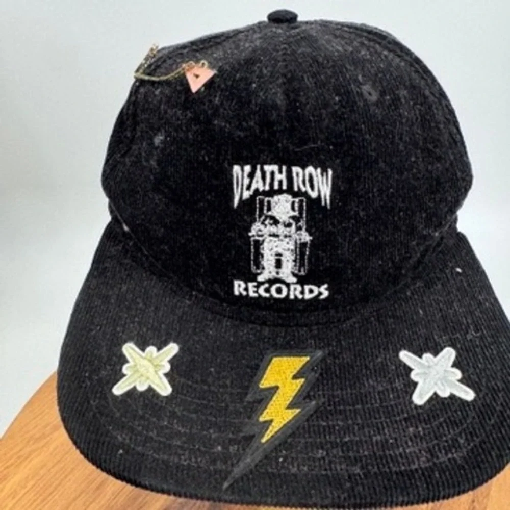 Death‎ Row Records corduroy Snapback Hat Mens OSFM Black Lightning Bolt Hip Hop